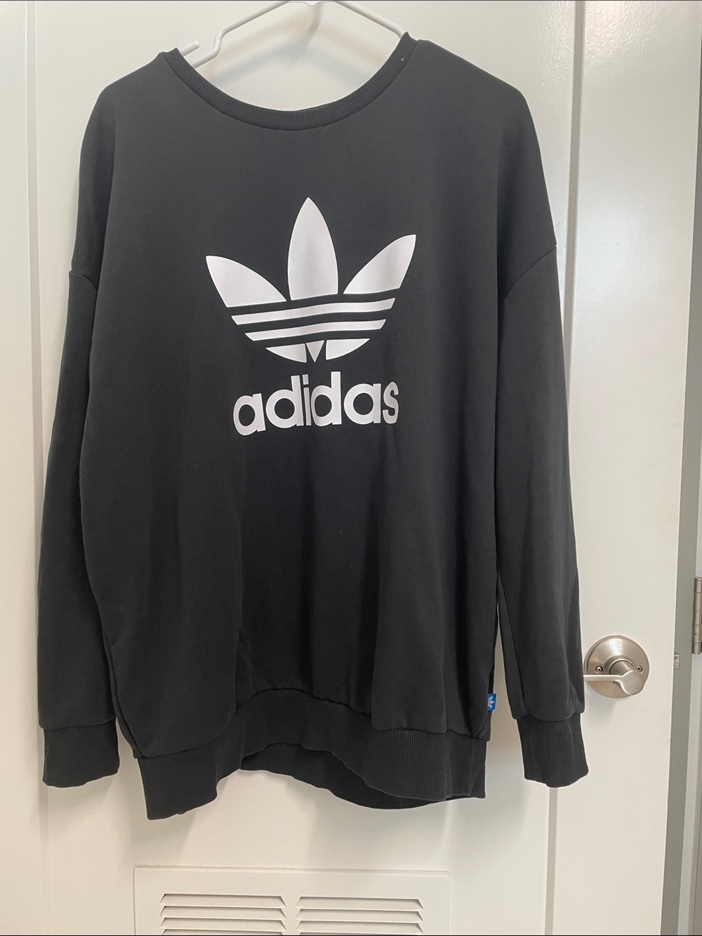 adidas Black Crewneck Sweatshirt with White Trefoil Logo